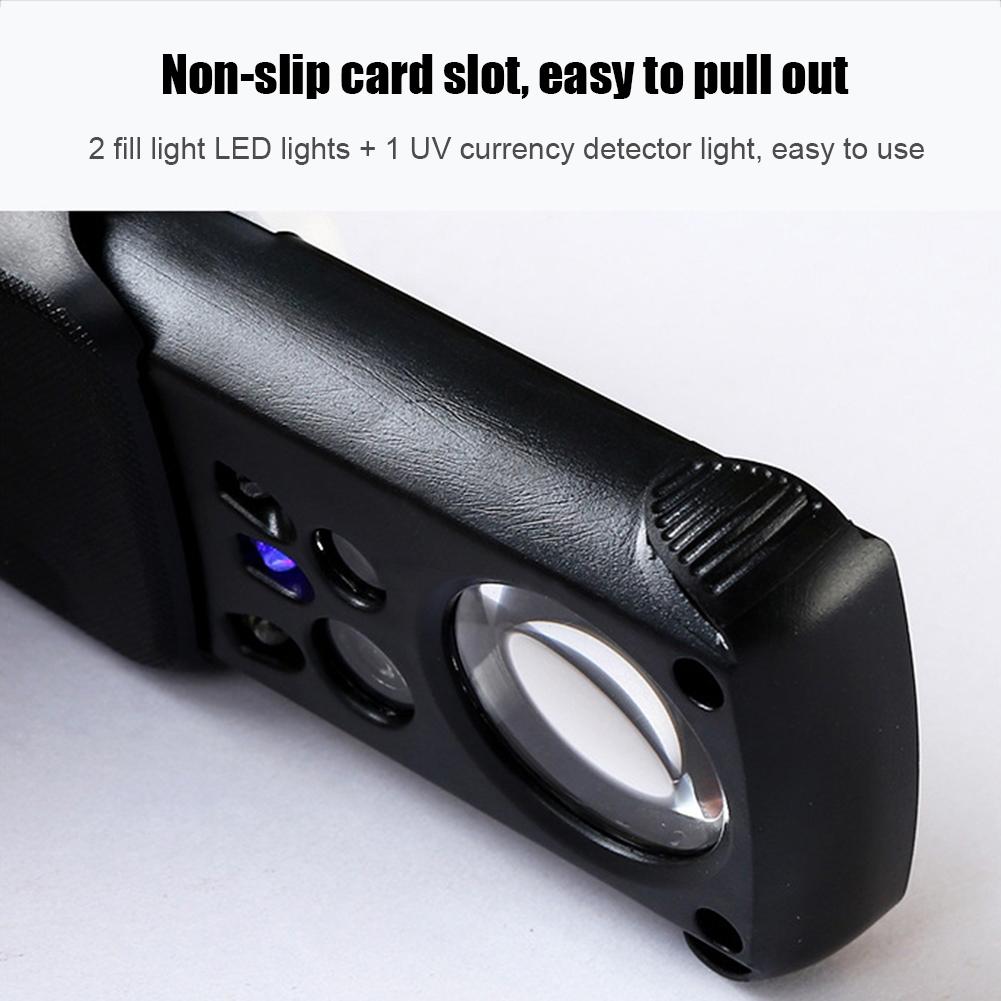 30X 60X 90X Magnifying Glass Jewelry Appraisal Reading Magnifier Loupe w/ UV LED