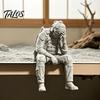 Talos 3D Printed Soldier Figurine Ornament, Sitting Tactical Statue, Funny Tired Sculpture for Table Shelf Edge Decor