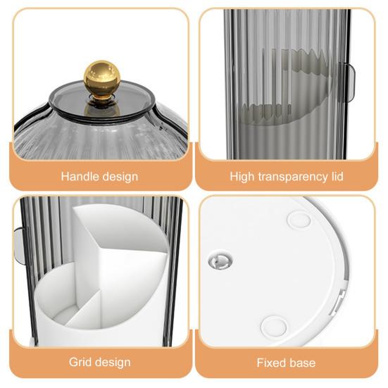 Вращающийся держатель для кистей для макияжа Скрытый держатель для зубных щеток с выдвижной крышкой Многосекционный пылезащитный органайзер для макияжа для туалетного столика в ванной