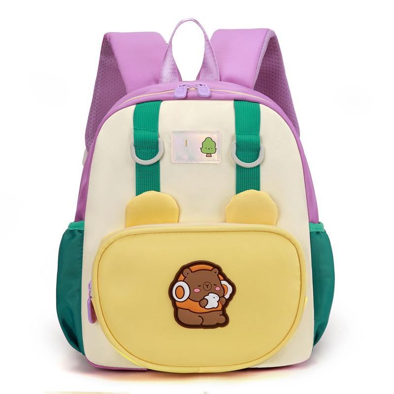 Pattern Capybara Kids Cartoon Backpack With Nylon Material And Color Bright
