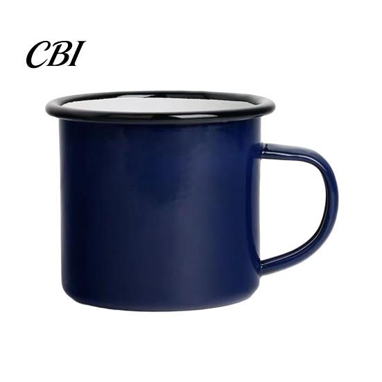 Heat Resistant Tea Mug Enamel Coffee with Handle, Retro Style Durable Water Cup, Smooth Lead Free Drinking Vessel Surface Portable for Hot And