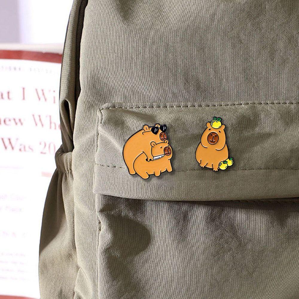 Cartoon Capybara Brooch Hat Buckle Capybara Corsage Cute Small Animal Badge Children