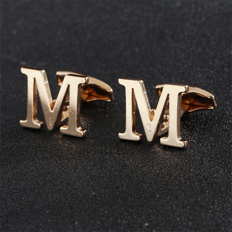 Эксклюзивные мужские запонки в виде золотых букв алфавита - Элегантный дизайн для французских рубашек