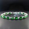 Luxury 925 Sterling Silver Emerald Gem Moissanite Diamond 18 /20cm Bracelet for Women Bangle Charm Fine