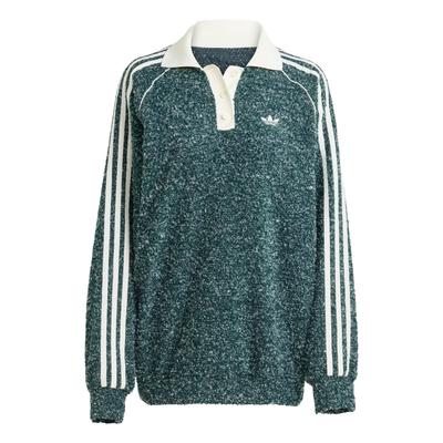 Оригинальные FW25 Букле Свободного кроя Поло с длинным рукавом в полоску Женские топы KS7790