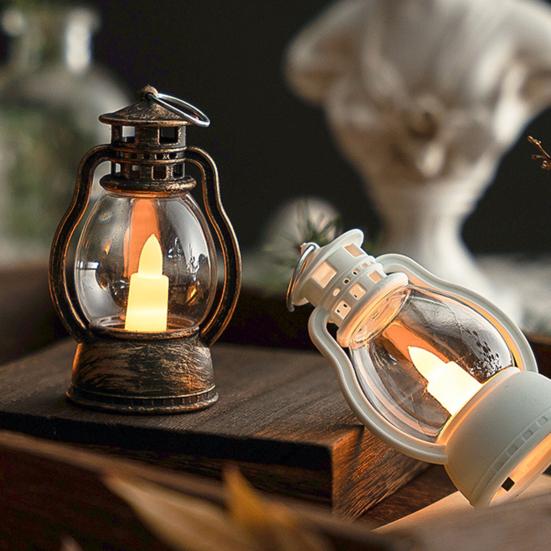 LED Candle Retro Style Hanging Hook Design Glare Free Energy-saving Wide Application Decorative Plastic Romantic Mini Desktop LED Lantern Party