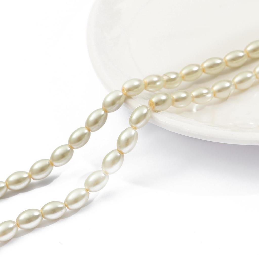 80 см стеклянные искусственные жемчужины бусины белые цвета слоновой кости овальные бусины для изготовления ювелирных изделий своими руками ожерелье браслет серьги фурнитура
