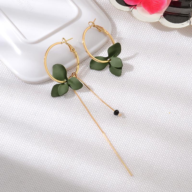 Asymmetric Petal Tassel Drop Earrings - Trendy Geometric Circles 