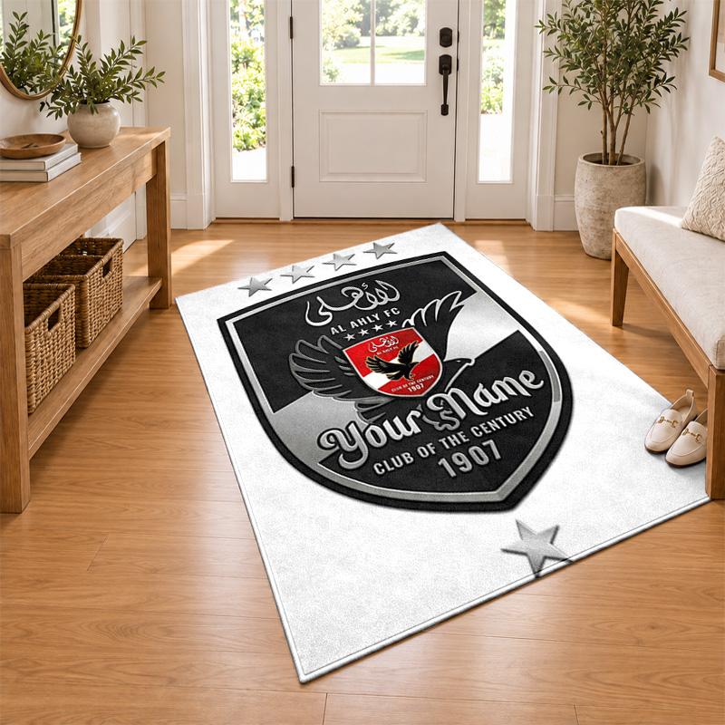 Al Ahly FC Custom Name Personalized Rug Non‑Slip Doormat Floor Carpet Housewarming Birthday Gift for Family Friends