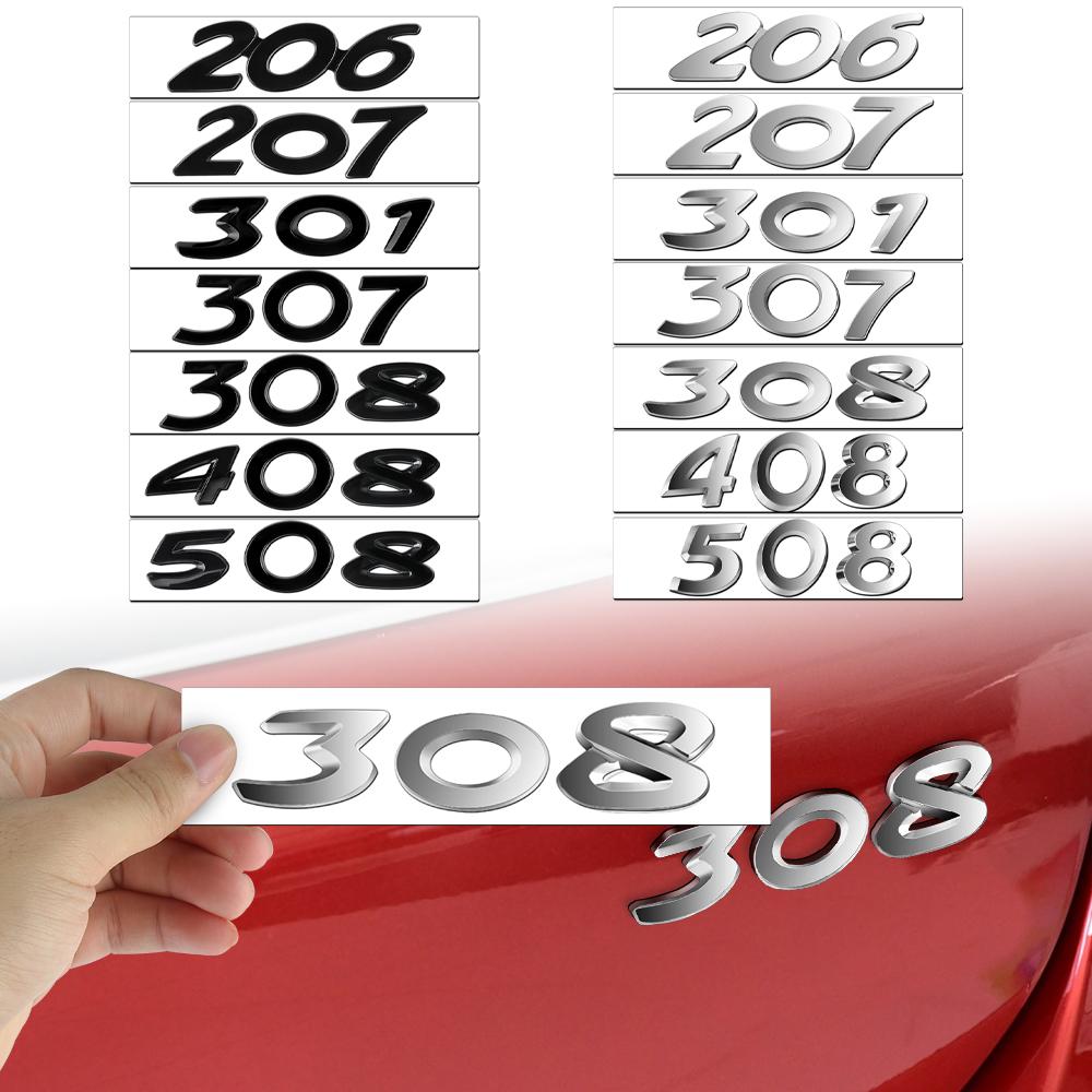 3D ABS Car Body Trunk Emblem Stickers For Peugeot 206 207 301 307 308 408 508 2008 3008 5008 107 Letter Badge Decal Accessories