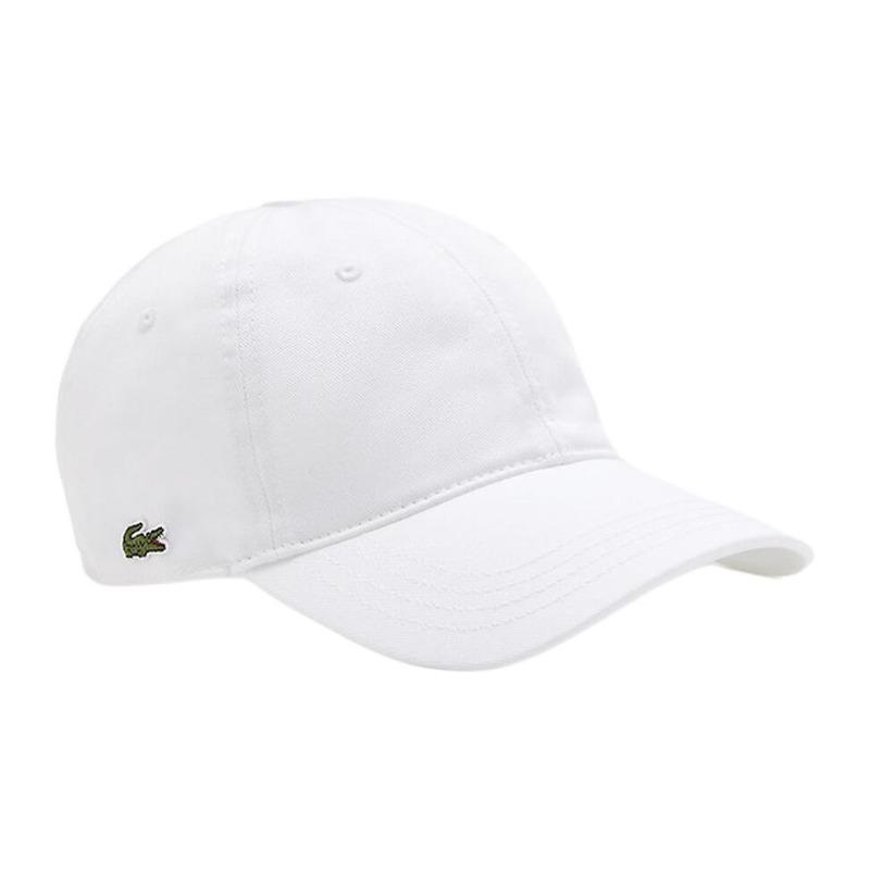 Lacoste Embroidered Stripe Logo Cotton Cap Men White Curved Brim Dome Casual Duckbill RK0440001