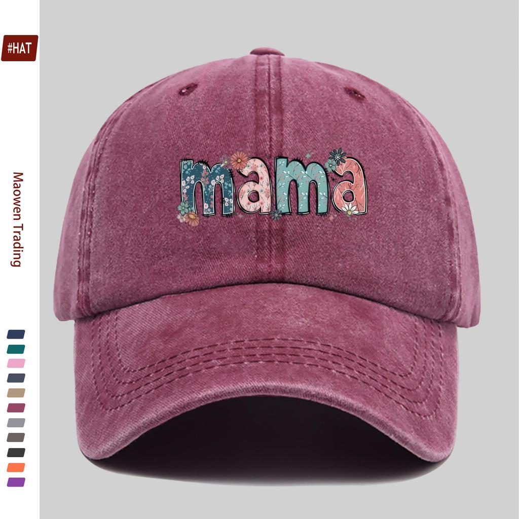 pc MAMA Letter Print Baseball Cap for Women Men Adjustable Buckle Strap Lightweight Vintage Suitable for Dating Travel O