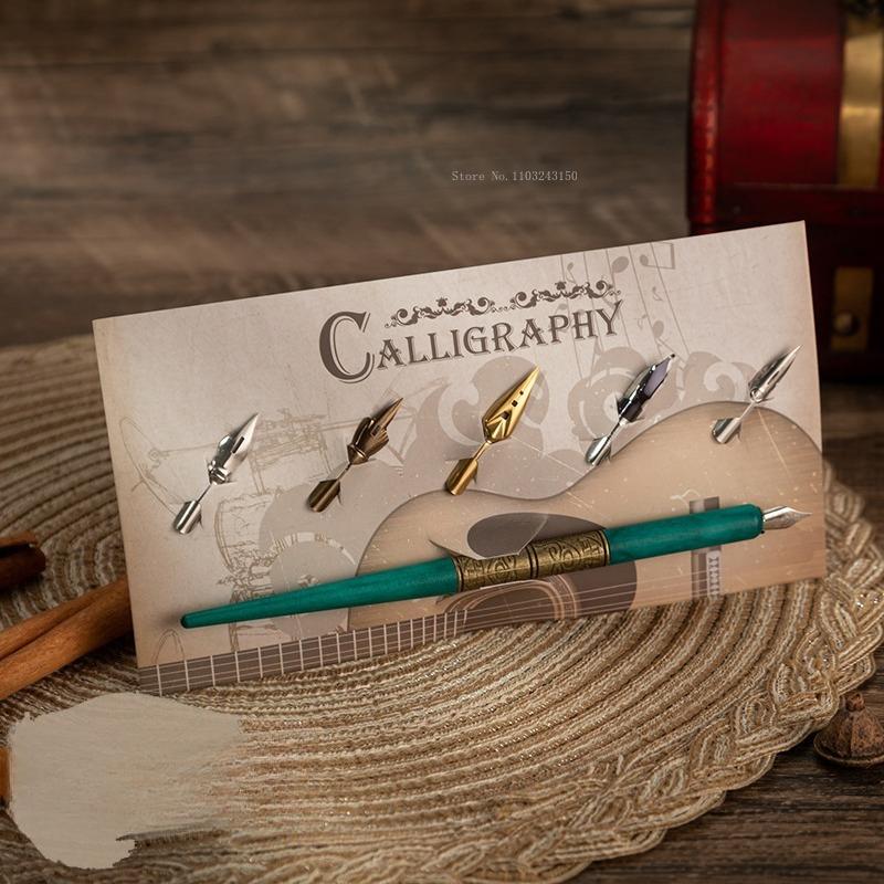 Card-mounted Solid Wood Watercolor Pen Pole with Tip Set Students' Calligraphy Writing Hand-drawing Comic Creation Dip Pens