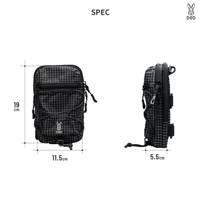 DOD Tsoitsoi Sakosh UHMWPE Lightweight Water-Repellent Outdoor Travel Hands-Free Sakosh 2-Way Multi-Storage with Shoulder Strap BA157-BK