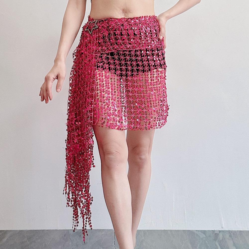 Бахрома Шарф для танца живота Ажурные костюмы для танца живота Тренировочный пояс для танца живота Индийский танец