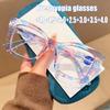Transparent Fashion Printed Presbyopia Glasses With Thickened Large Frame And Spring Foot Anti Blue Light Reading Glasses