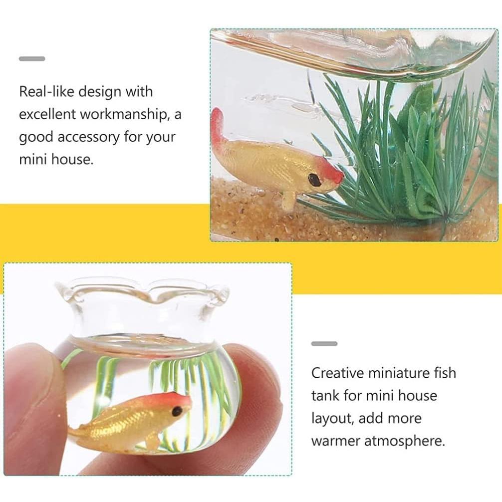 Мини-миска для рыб, кукольный домик, миниатюрный аквариум, маленькая стеклянная чаша для золотых рыбок для сказочного пейзажа, садовый орнамент, аксессуары для украшения кукольного домика