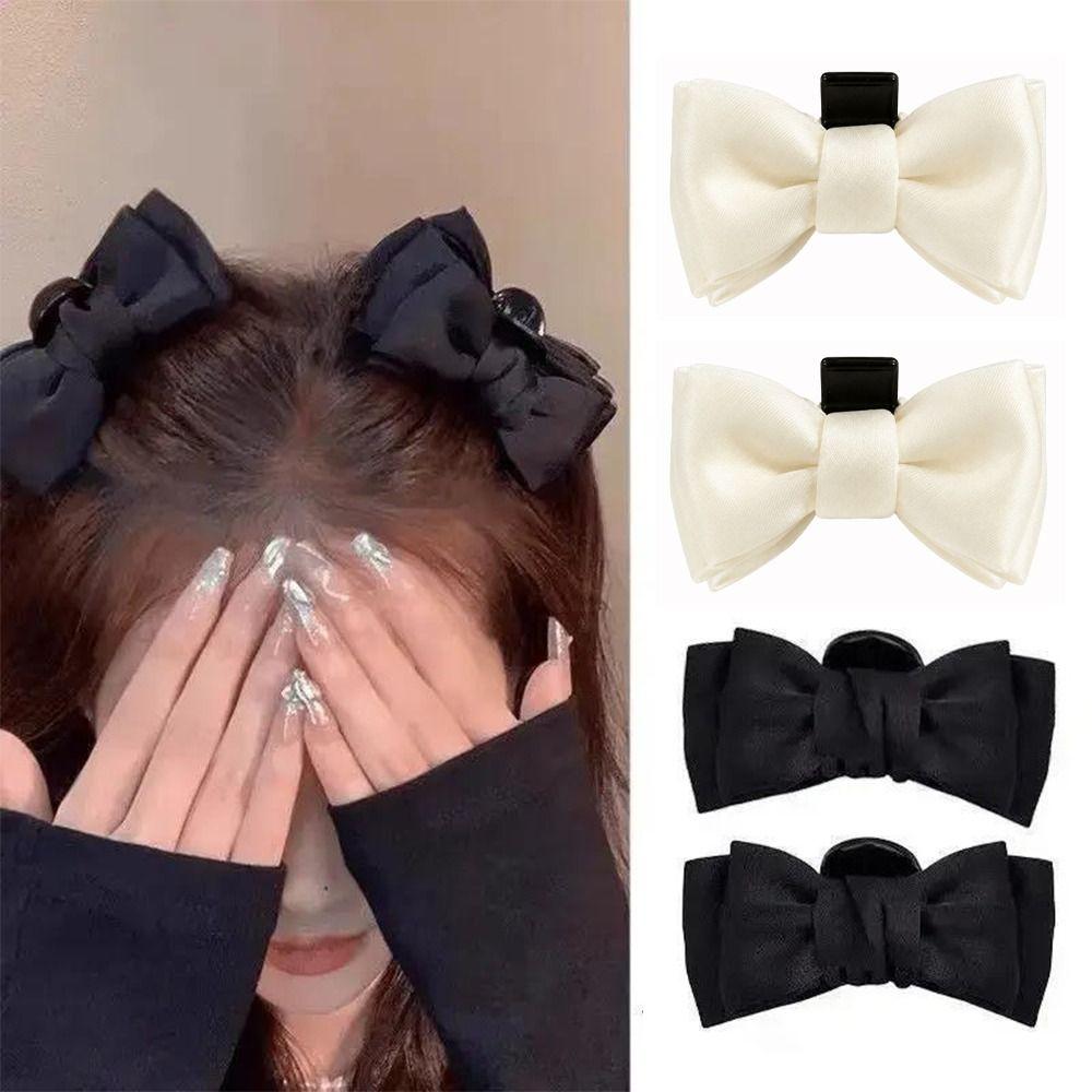 2pcs Sweet Headdress Satin Hair Clips Non-Slip Mini Shark Clip Hair Styling Clip Hair Accessories