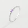 Простое кольцо с одним рядом бриллиантов с аметистом для женщин, натуральное серебро S925 с цирконом, обручальное кольцо, подарок на День святого Валентина, ювелирное изделие