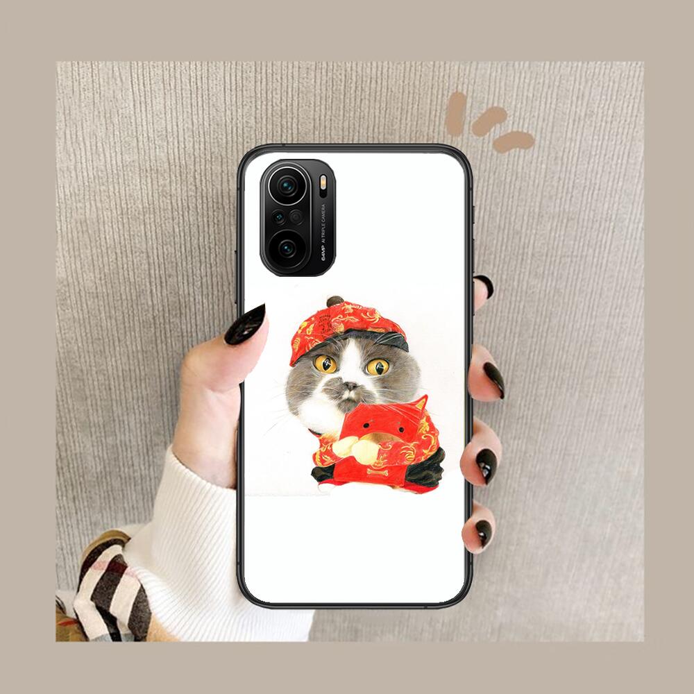 Funny Cartoon Cat Phone Case For Xiaomi Redmi POCO F1 F2 F3 X3 Pro M3 9C 10T Lite NFC Black Cover Silicone Back Prett Mi 10 Ultr