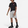 Nike Спортивная одежда с принтом букв, круглым вырезом, вязаная, с коротким рукавом, детские топы, черная FN9639010