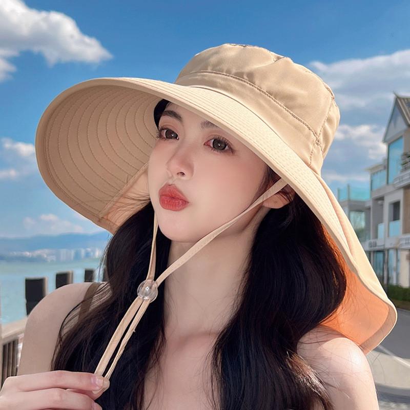 Summer Fashion Floppy Sun Hat With Ponytail Opening Uv Protection For Casual Outdoor Wear
