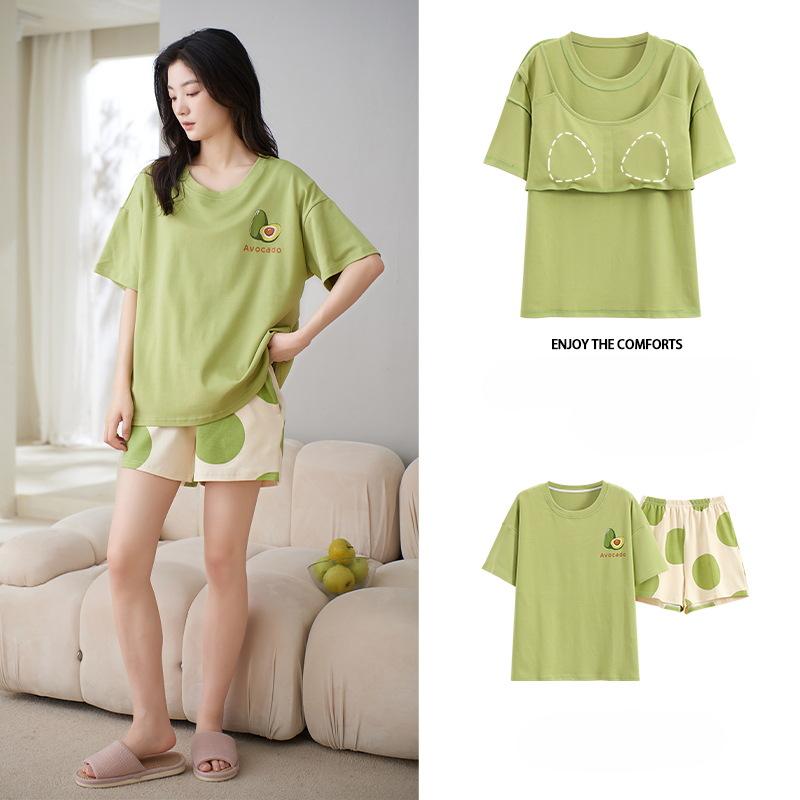 Пижама женская летняя с подушками, милые и симпатичные шорты, можно носить поверх хлопкового костюма с короткими рукавами, домашняя одежда