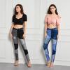 Women's Plus Size Color Block High Waist Slim Jeans - 2025 European & American Style with High Elasticity