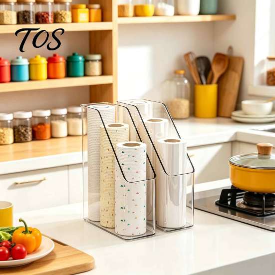 Dorm Room Storage Essentials Kitchen Cling Film Organizer, Space Saving Durable Box, Large Bedroom Organization Supplies Capacity Vertical Bin,
