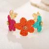 Colorful Raffia Grass Bracelet Vintage Hand Ring Handmade Woven Flower Bangle  Unisex