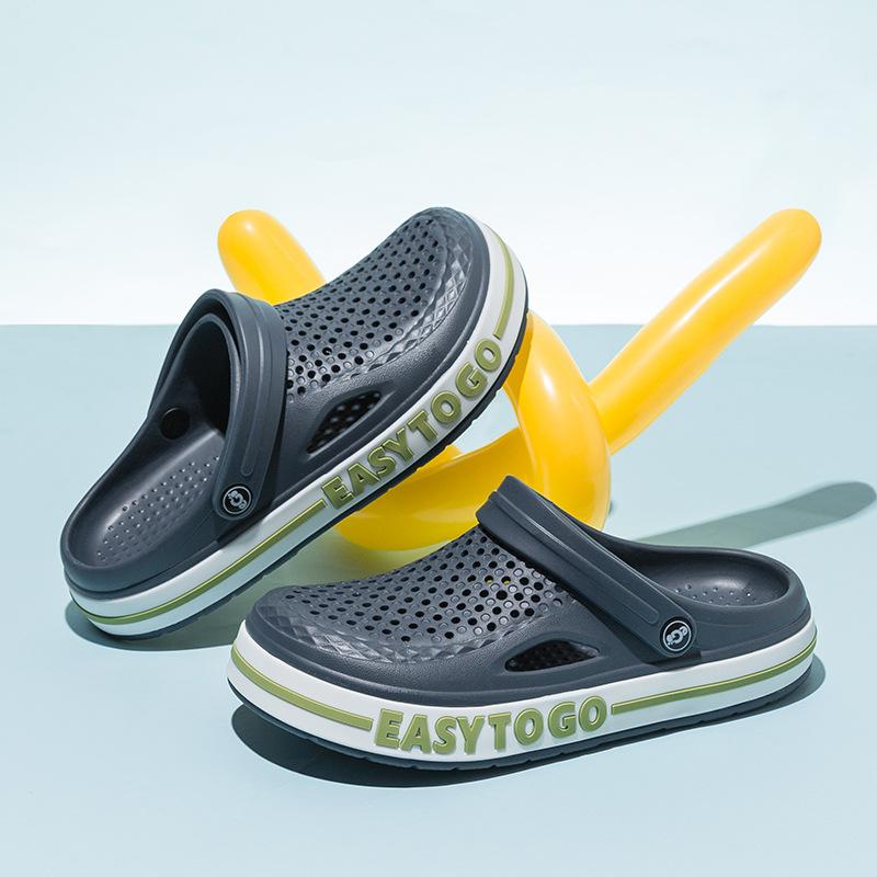 Новые летние классические сабо, мужские пляжные сандалии, повседневная обувь, легкие тапочки из ЭВА, обувь с надписью, уличные тапочки