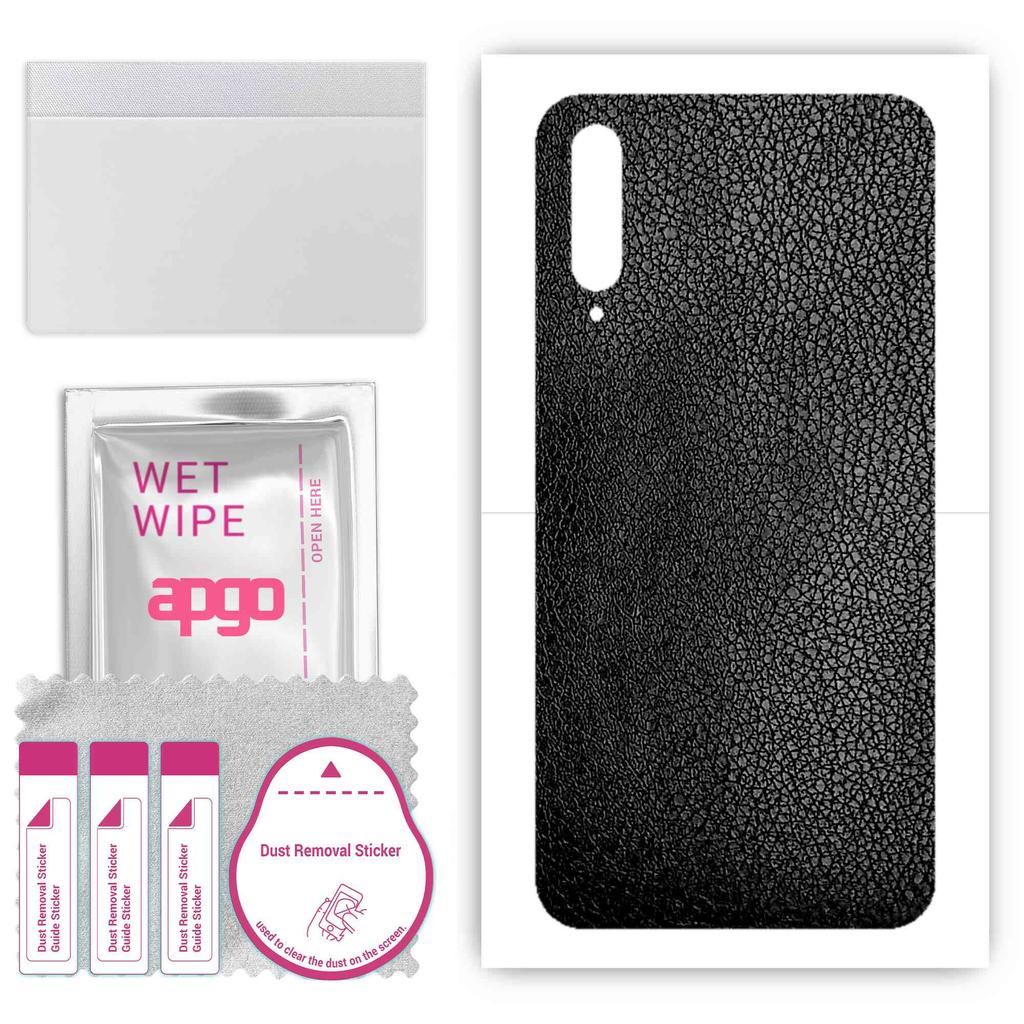 apgo Protective Skin Sticker for the Back Compatible with Huawei P Smart Pro 2019, Wrap Film, Foil, Vinyl - Pattern Black Leather