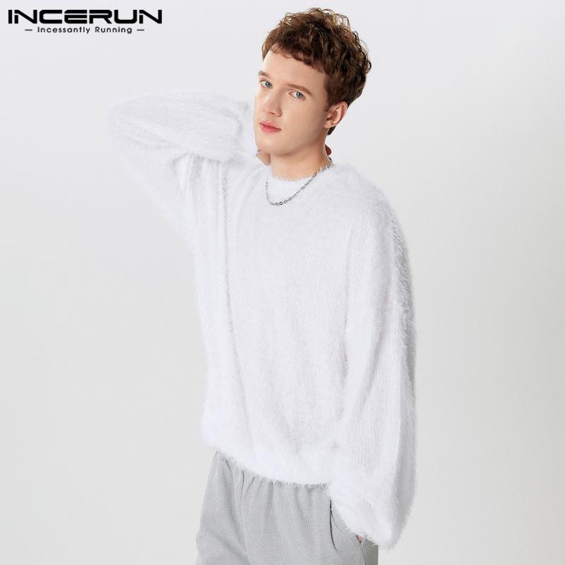 INCERUN Men Autumn Winter Long Sleeve Fleece Warm Tops Casual Furry Pullovers