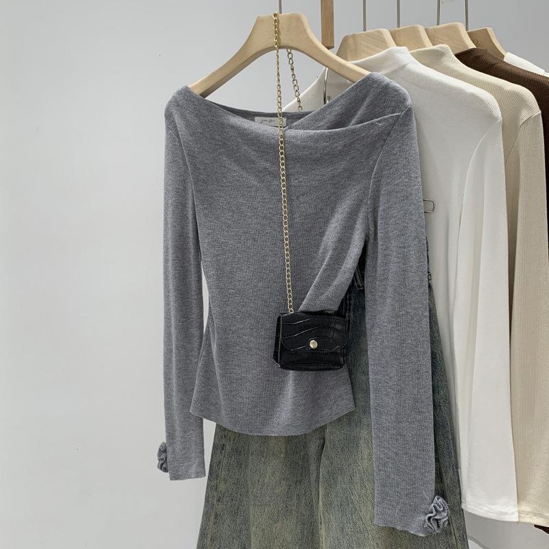 Розовый вязаный топ в корейском стиле с драпирующимся воротником для женщин - Новинка Осень/Зима 2025