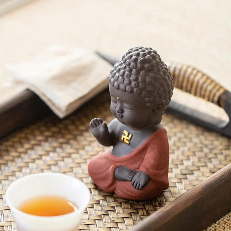 Фигурка Будды Шакьямуни из керамики ручной работы, Дзен украшение для чайного столика и домашнего декора, Декор для автомобиля, Сидящая статуя, Вдохновленный Дзен подарок