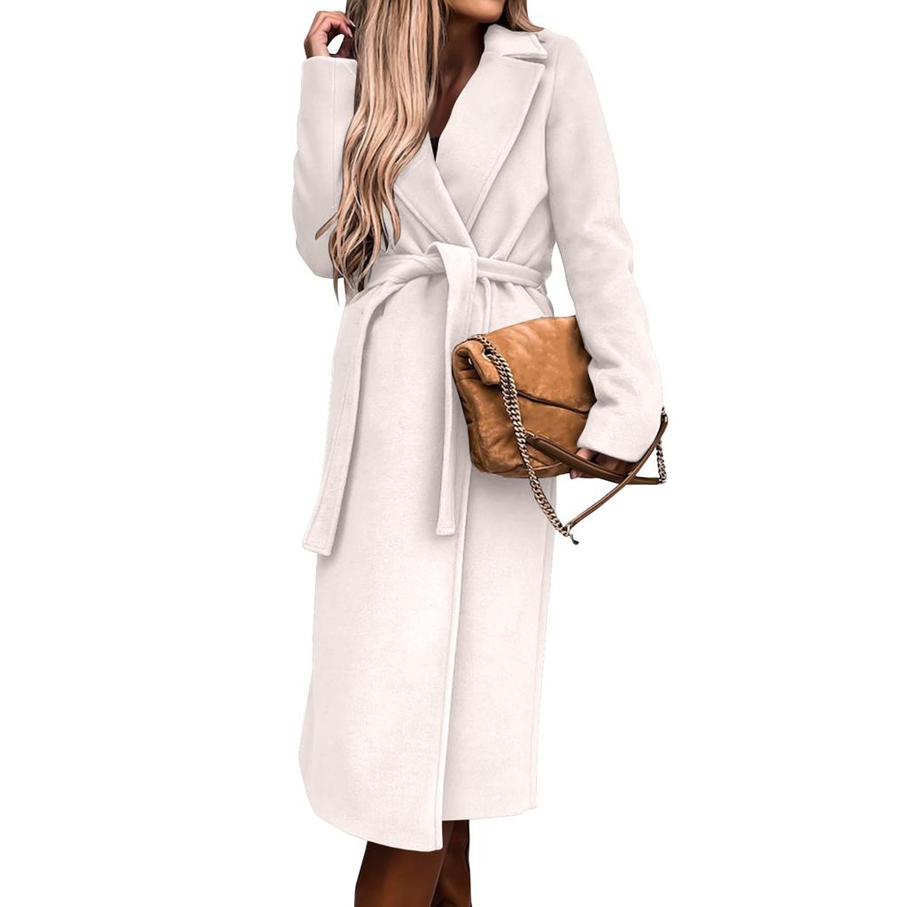 Women's Fashion Casual Hundred Lapel Coat Solid Color Long Sleeve Jacket