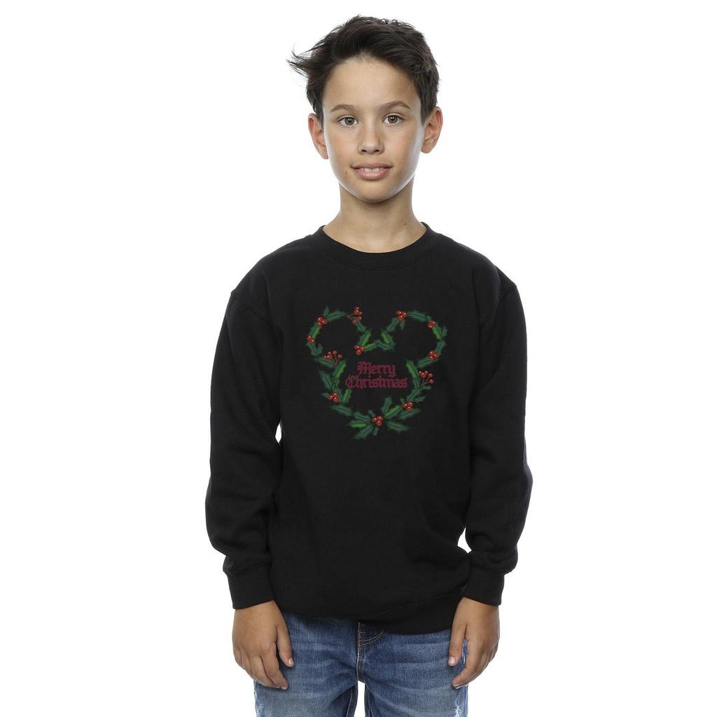 Disney Boys Mickey Mouse Merry Christmas Holly Sweatshirt