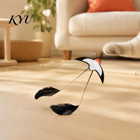 Flying Bird Cat Toy Interactive Swallow Toy, Feather Wand with Bell, for Indoor Cats Hunting Instinct Exercise and Play Bell