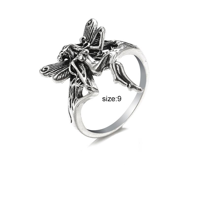 Кольцо для женщин и девочек Любовь Бабочка Череп Модные мужские украшения Винтаж Древнее серебро Цвет Панк Хип-Хоп Регулируемый Бохо