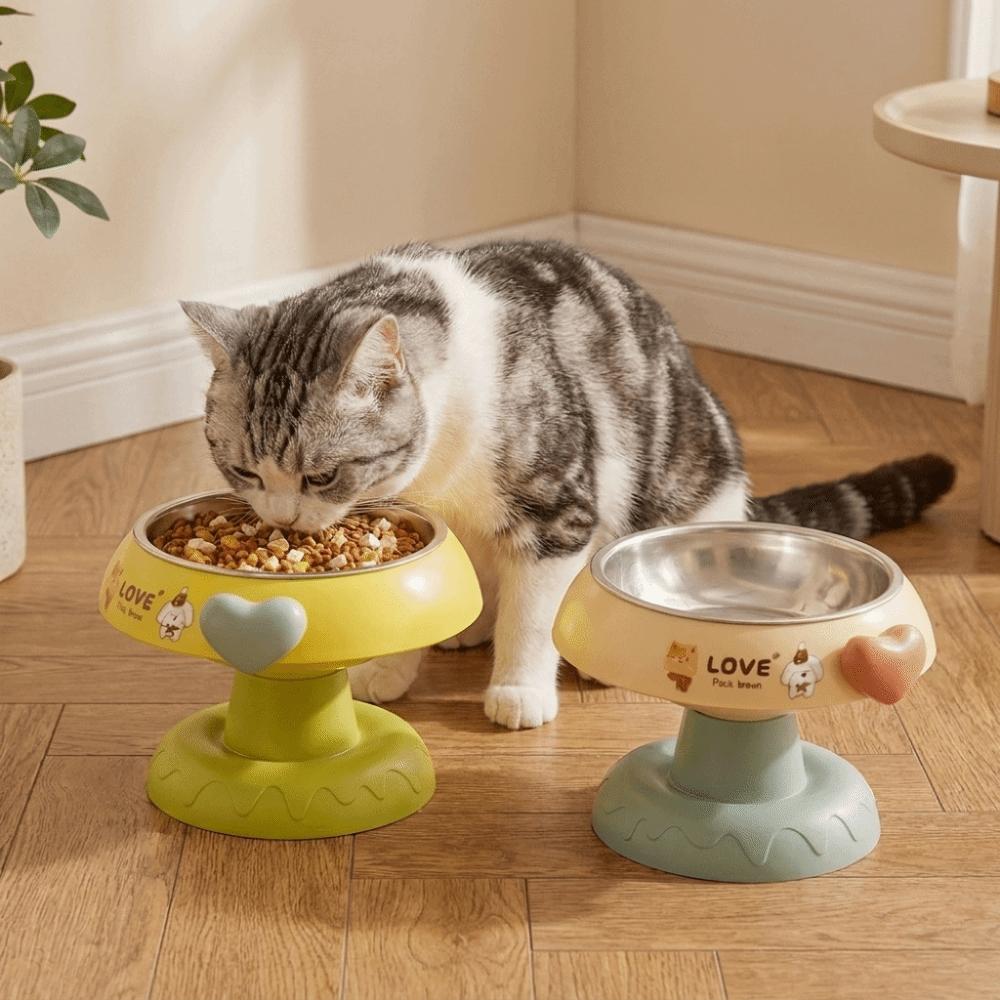 Cartoon Design Elevated Cat Bowl Detachable Cat Water Bowl Pet Drinking Feeder For Dogs Cats