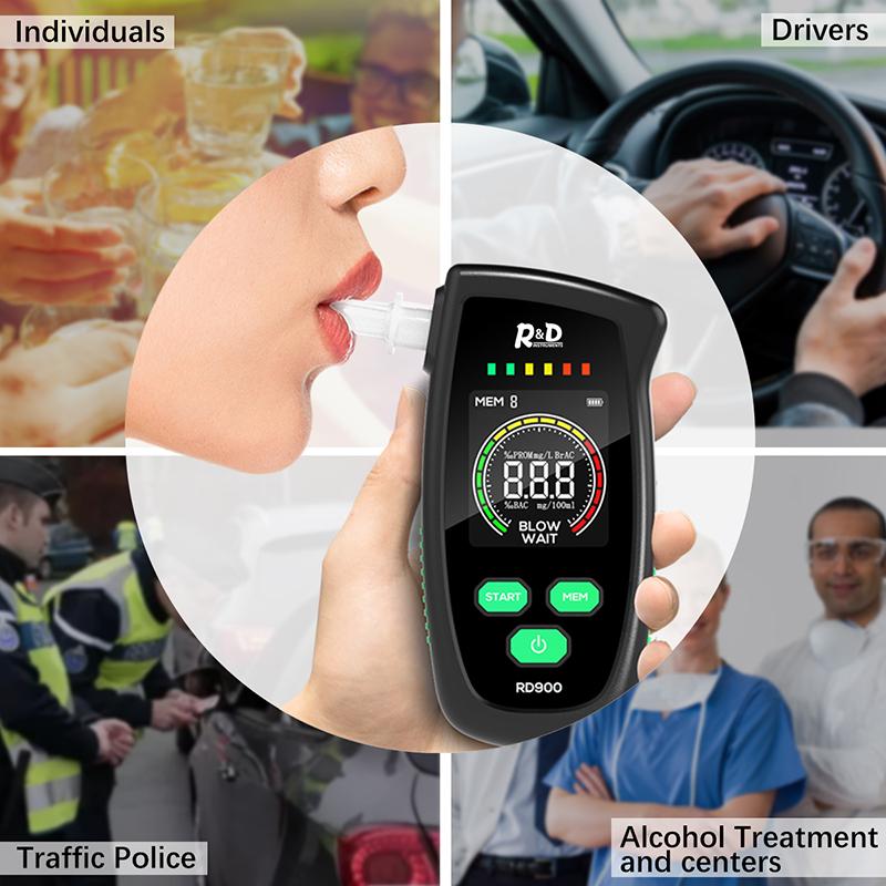 RD900 Alcohol Tester Rechargeable Digital Breath Tester Breathalyzer Gas Alcohol Detector for Personal & Professional Use
