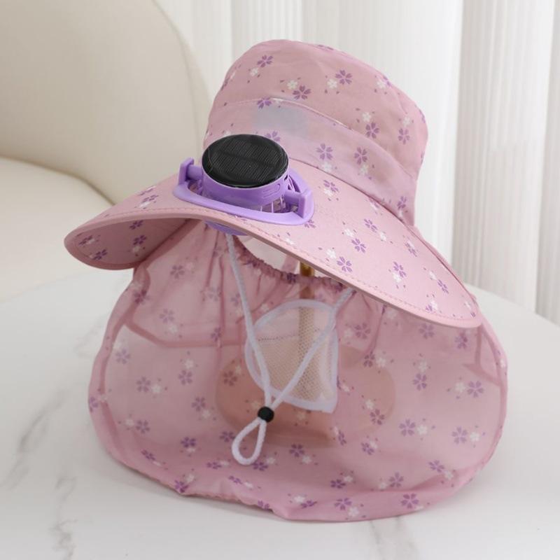 Spring and summer solar charging fan sunscreen hat women's large brim UV protection tea picking hat