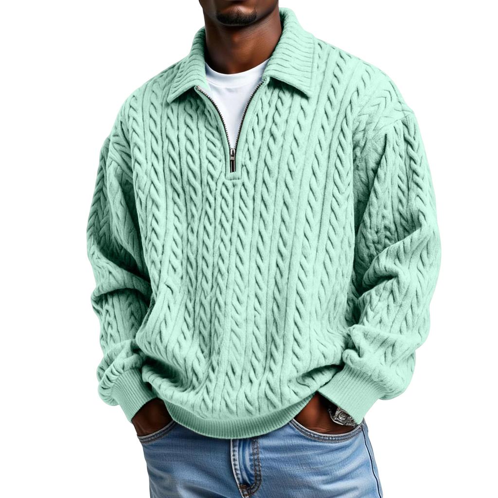 Мужская Спортивная Повседневная Толстовка с Принтом, Отложным Воротником и Молнией до Середины