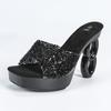 2025 New 12CM Fashion Wedding Sexy Car Model Transparent Nightclub Crystal Square Head Non-slip Slippers LFD-1988-Q8