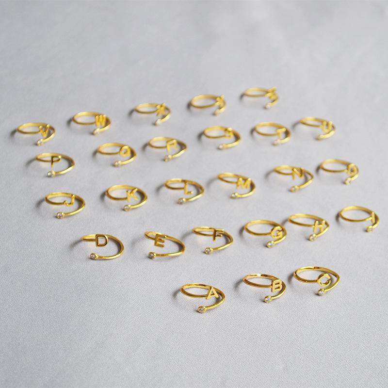 2019 Exquisite Adjustable Initial Ring for Women - Stackable Open Design for Index Finger