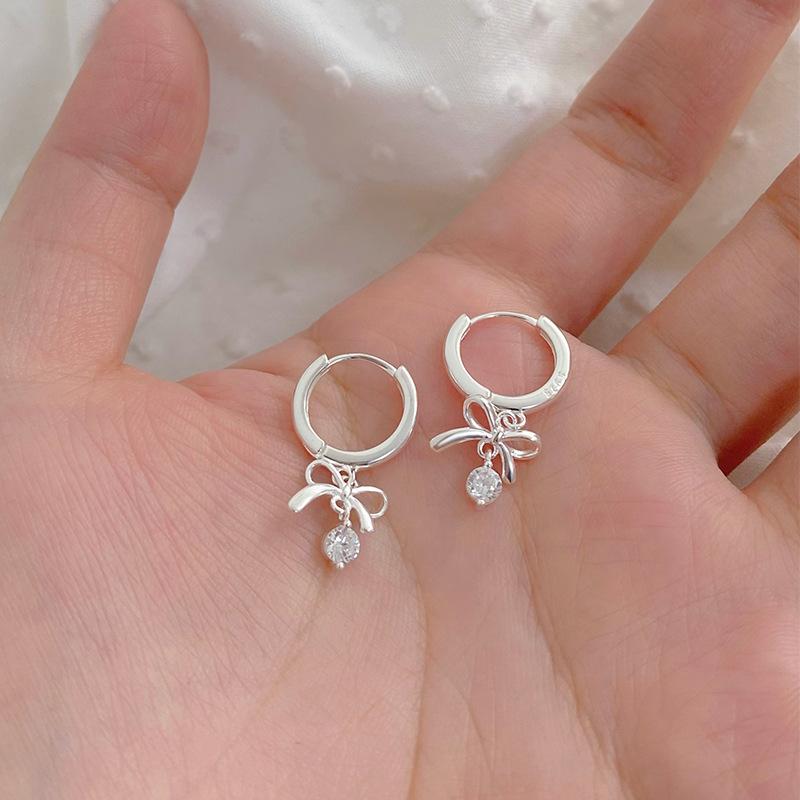 Bow-knot Drop Earrings for Women Exquisite Light Luxurious High-end Sweet and Everyday Earrings