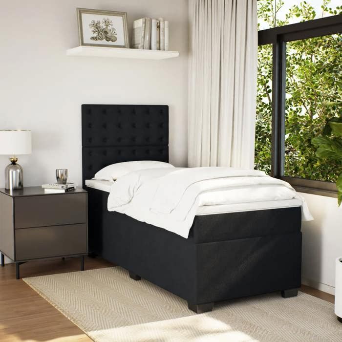 Maison Exclusive - Sommier à lattes de lit et matelas Noir 80x200 cm Velours