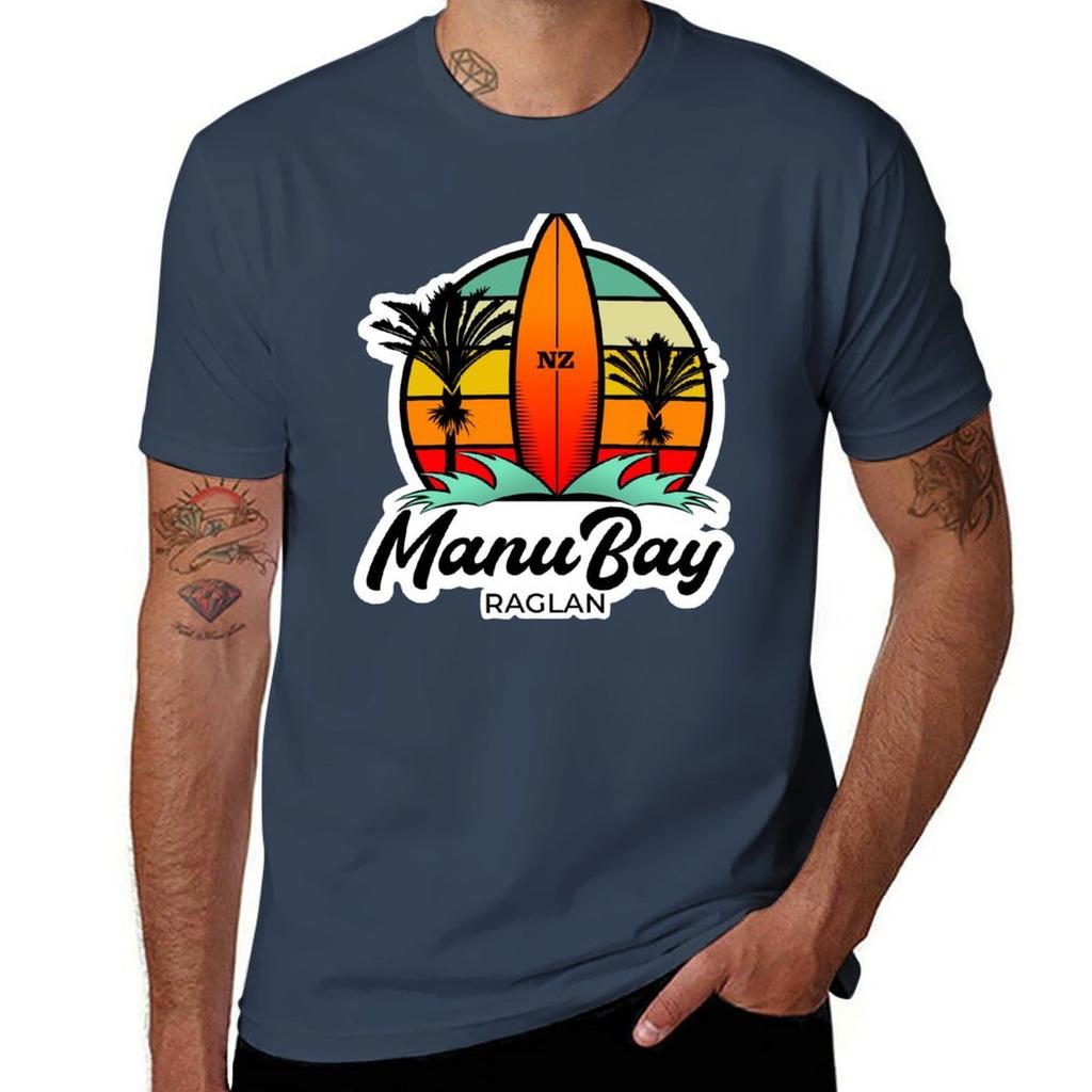 Unisexu Bay Raglan Surf Design New Zealand Tshirt Outdoor Sports Short Sleeve Top