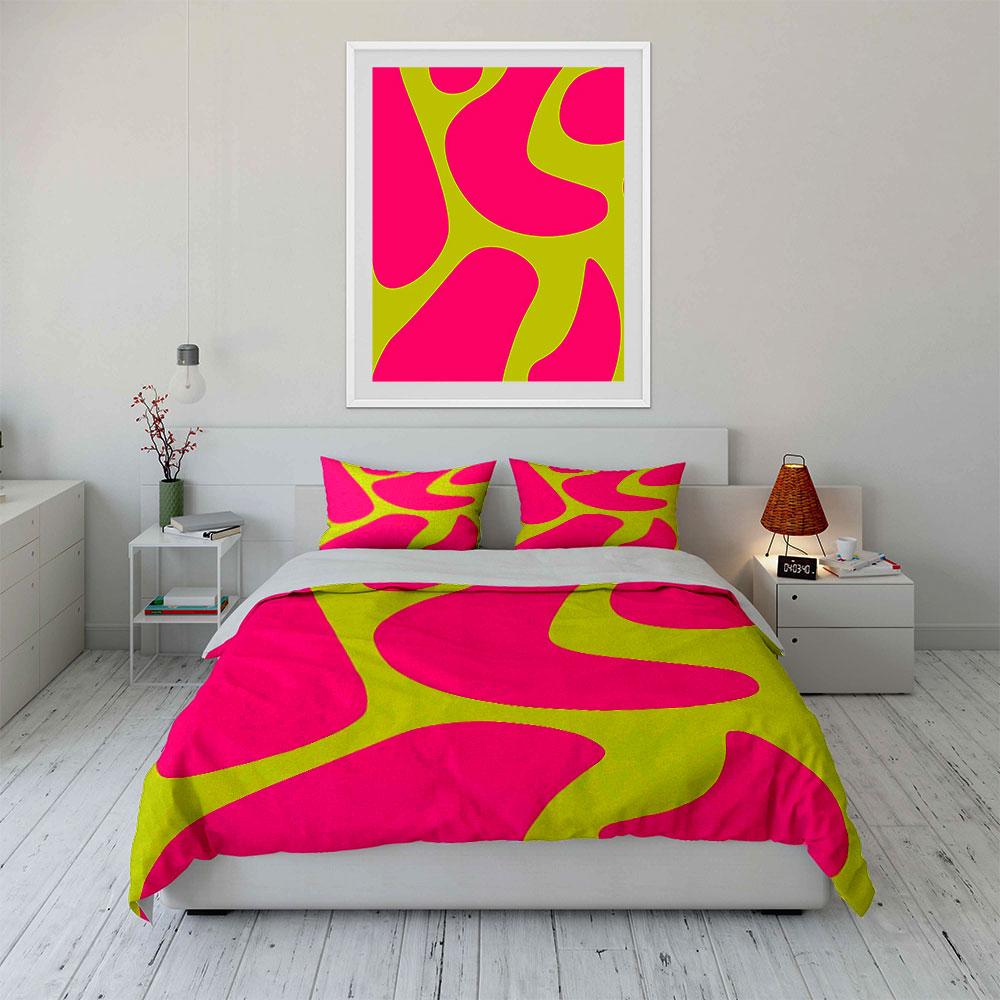 "Pink and Yellow Swirl Set" Bedding Duvet Cover Set Duvet Cover Pillowcases (1 * Duvet Cover 2 * Pillowcases, without duvet insert)
