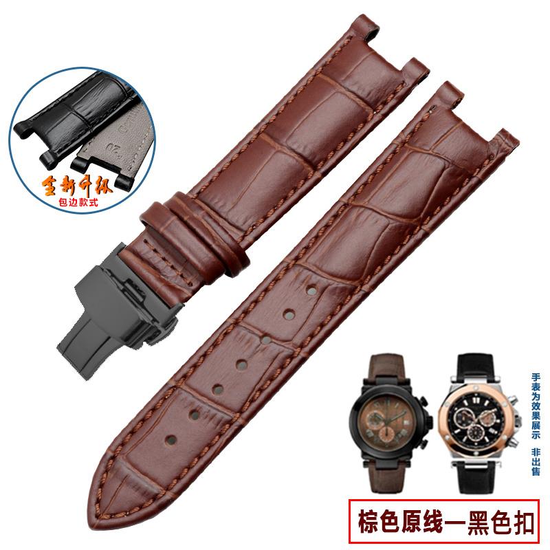 Кожаный ремешок верхнего слоя с тиснением под крокодила из коровьей кожи для YA133309 Gales 20*11 мм 22*13 мм Ремешок для часов Черный Коричневый Мужские аксессуары